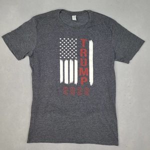 Trump 2020 T-Shirt Large Adult Gray Patriotic American Flag‎ Anvil Short Sleeve